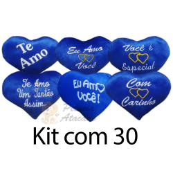Kit: 30 Corações P Azul