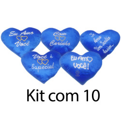 Kit: 10 Corações Azul G