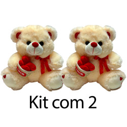 Kit: 2 Ursos Coração Cesta
