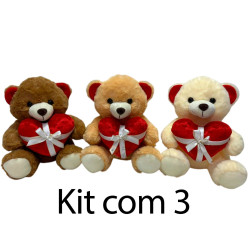 Kit: 3 Ursos Coração
