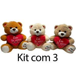 Kit: 3  Ursos Coração