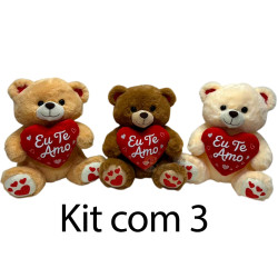 Kit: 3 Urso Com Coração