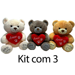 Kit: 3 Urso Coração Amor