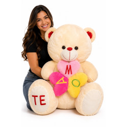 Urso Te Amo em Forma de Flor