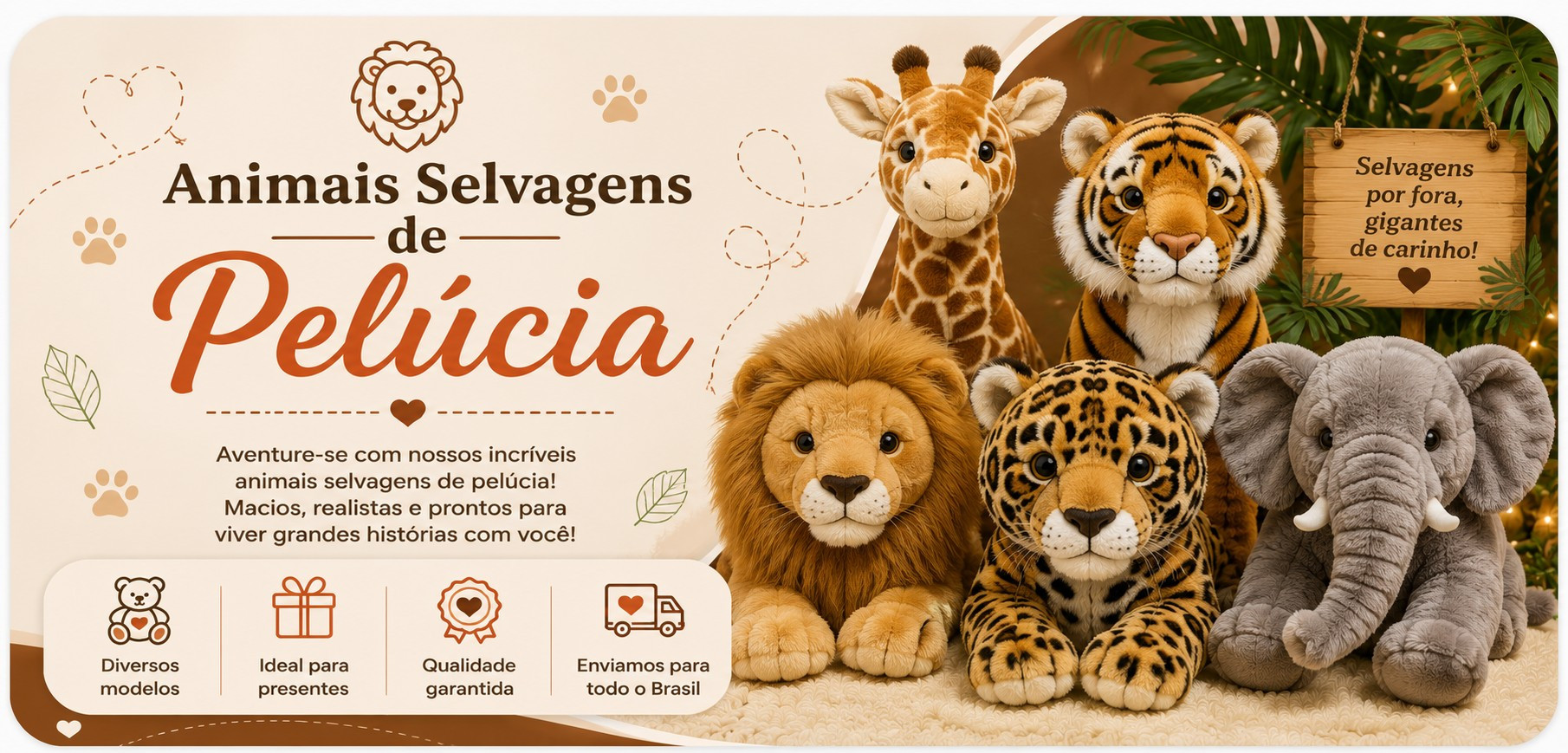 Animais Selvagens de Pelúcia | Pelúcia Gigante